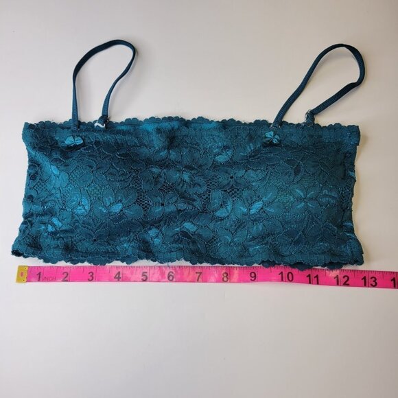 Sexy Blue Bralette Crop Top Lace Bandeau Adjustable Straps Removable Pads - NEW - Picture 4 of 12